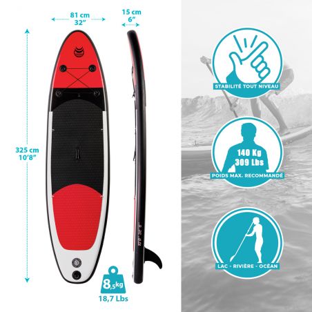 Pack Stand Up PaddleGonflable 10'8'' 32'' 6'' - Rouge Pack Stand Up PaddleGonflable 10'8'' 32'' 6'' - Rouge