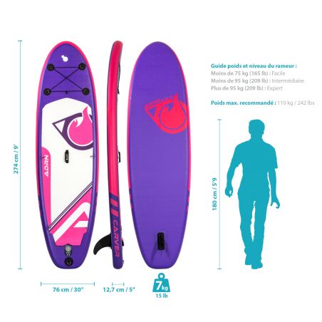 CARVER 9'0 pack stand up paddle gonflable